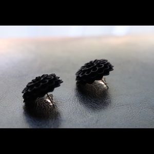 Black Flower post earrings (SOLD)